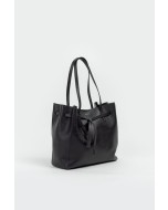 Manhattan tote, natural grain leather, black